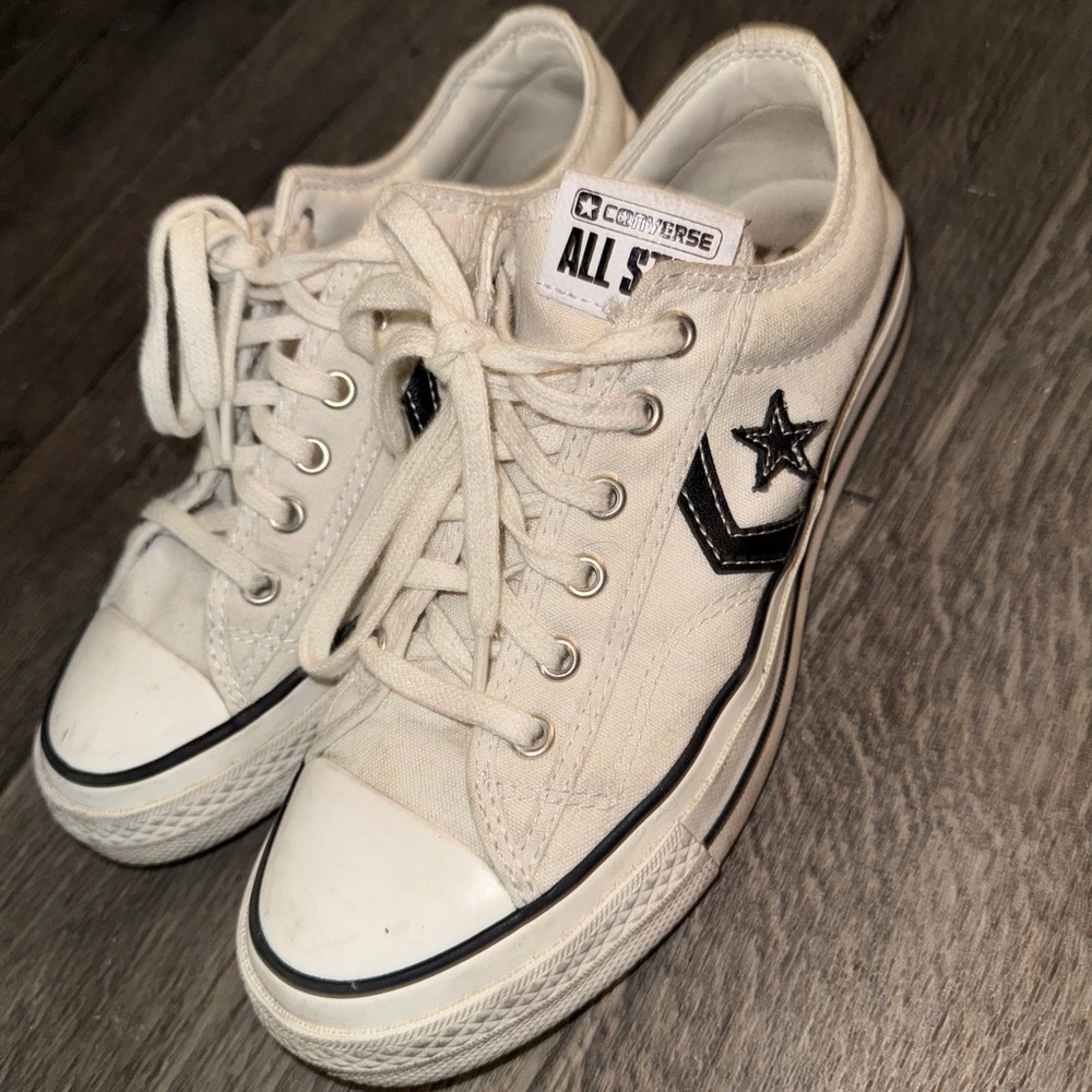 Converse White and Black Star Low Tops